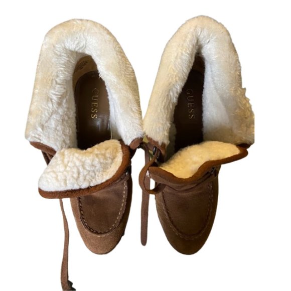 Guess Tan & Fur Heeled Boot size 8.5 - Picture 3 of 6